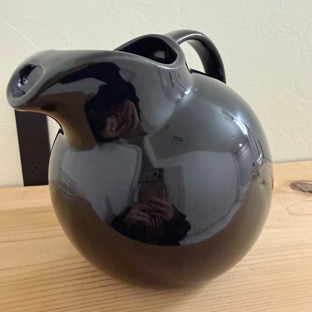 Vintage Hall China 633 Black Ball Water Pitcher‎ Art Deco Ceramic Mid Century